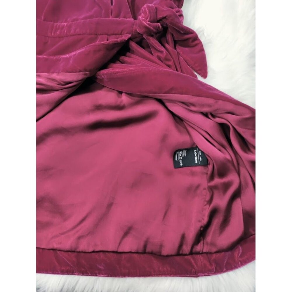 Paris Atelier & Other Stories Womens Wrap Dress Berry Velvet Glam Twee M - Picture 11 of 12
